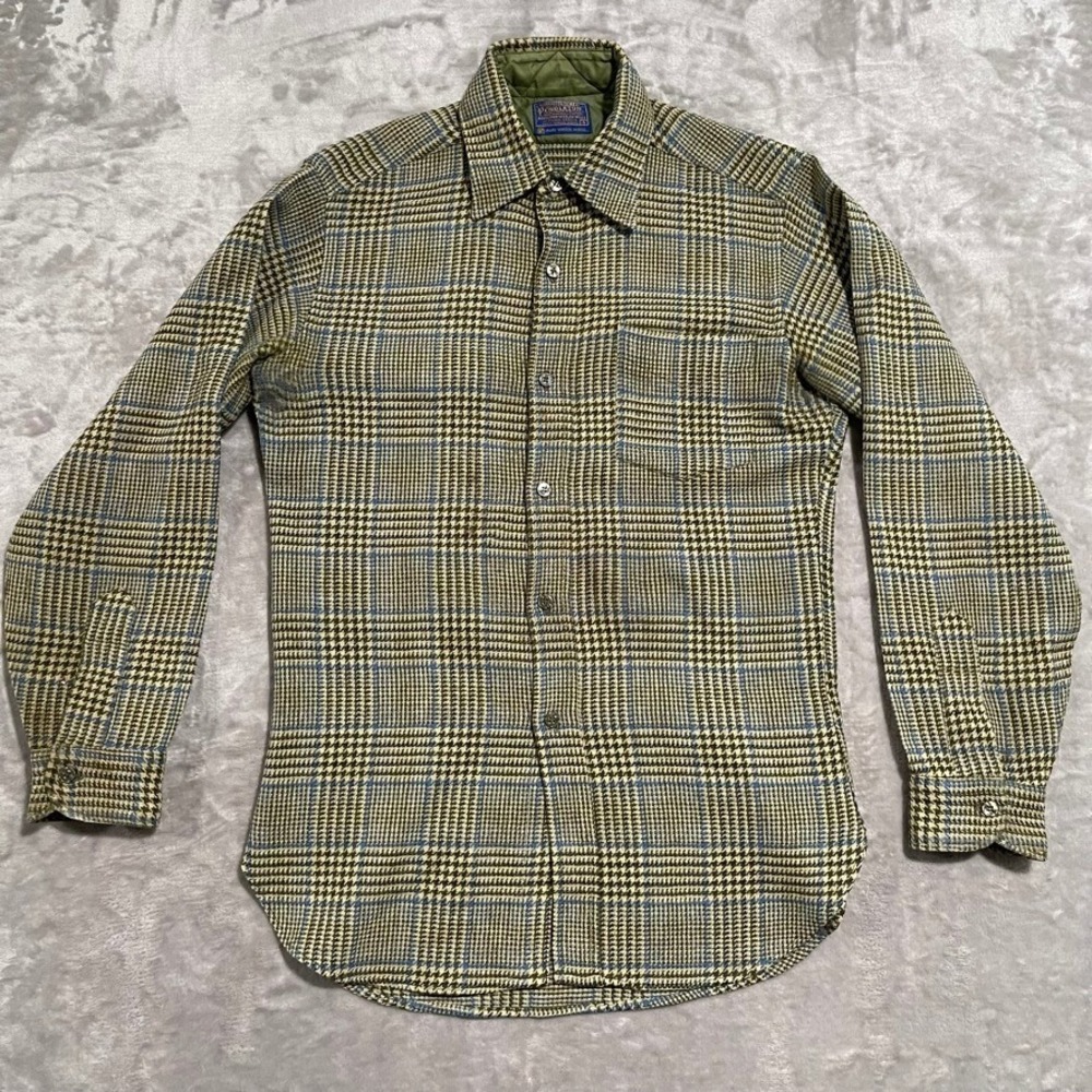 Pendleton Shirt Womens Small Green Pure Virgin Wool Button Up Outdoor READ!